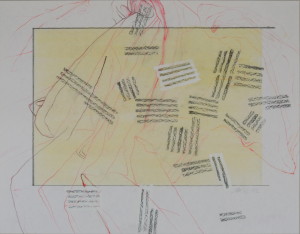 Faltung X, Verschiedene Materialien auf Papier, 50 x 64 cm, 2012/13, Erwin Holl