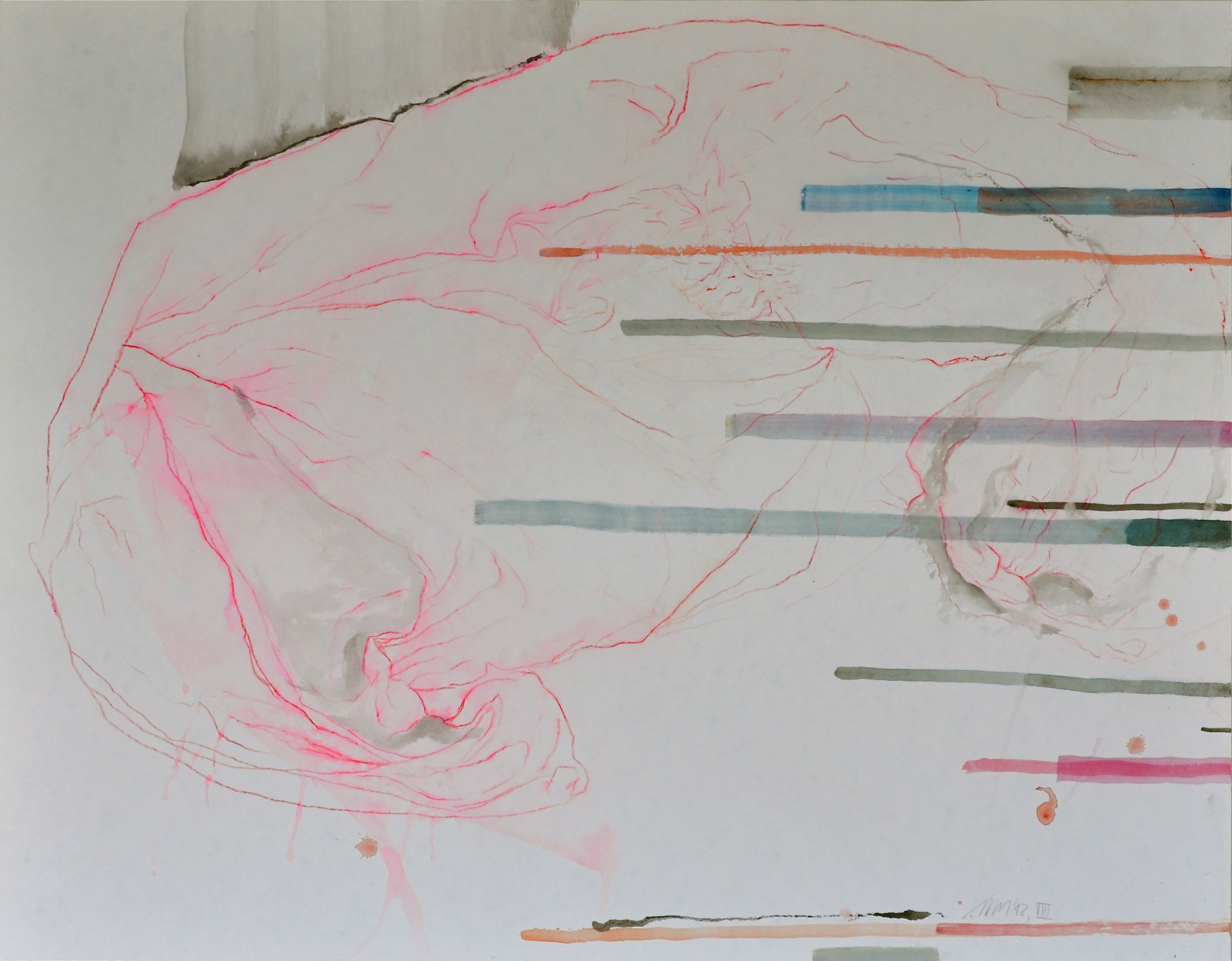 Faltung VIII, Verschiedene Materialien auf Papier, 50 x 64 cm, 2012, Erwin Holl