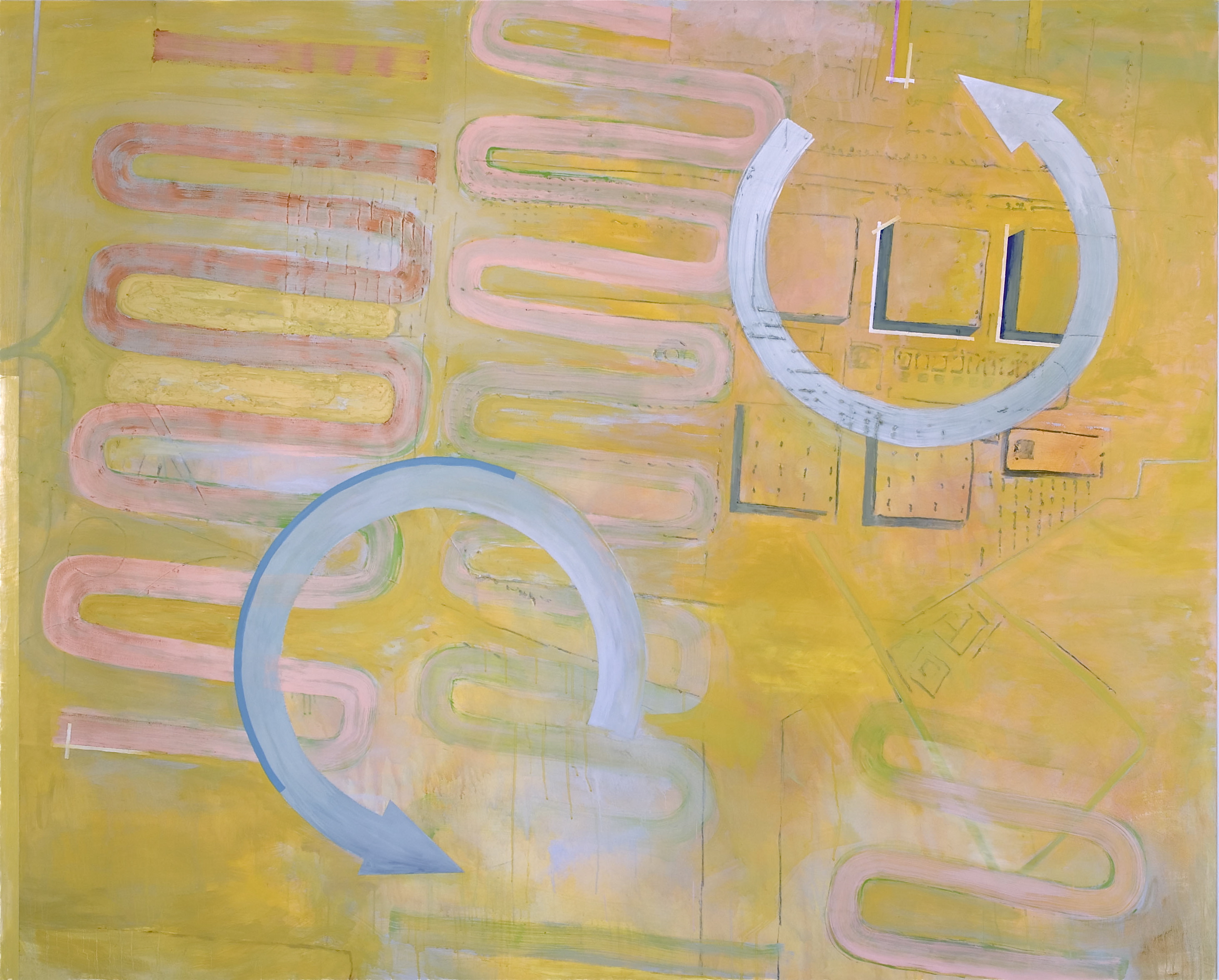 Pfad II, Acryl, Eitempera, Öl auf Baumwollstoff, 190 x 260 cm, 2012, Erwin Holl