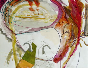 über Wege 1, Verschiedene Materialien auf Papier, 50 x 64 cm, 2006, Erwin Holl