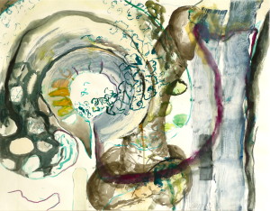 über Wege 2, Verschiedene Materialien auf Papier, 50 x 64 cm, 2006, Erwin Holl