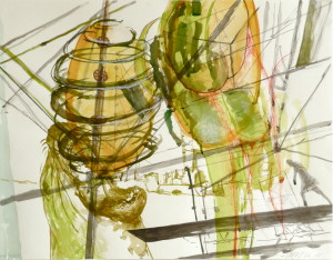über Wege 15, Verschiedene Materialien auf Papier, 50 x 64 cm, 2007, Erwin Holl