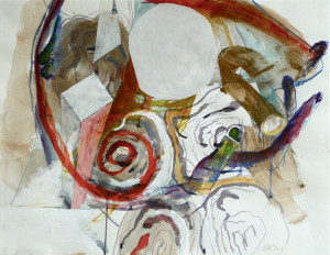 über Wege 6, Verschiedene Materialien auf Papier, 50 x 64 cm, 2006, Erwin Holl