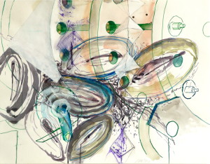 über Wege 4, Verschiedene Materialien auf Papier, 50 x 64 cm, 2006, Erwin Holl