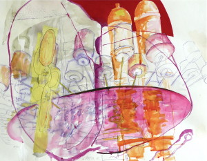 über Wege 16 Verschiedene Materialien auf Papier, 50 x 64 cm, 2006, Erwin Hollll auf Papier, 18 x 13 cm, 2006, Erwin Holl