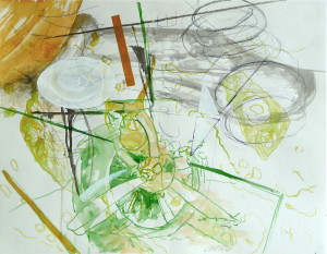 über Wege 11, Verschiedene Materialien auf Papier, 50 x 64 cm, 2007, Erwin Holl