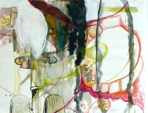 subcutan I, Verschiedene Materialien auf Papier, 50 x 64 cm, 2006, Erwin Holl