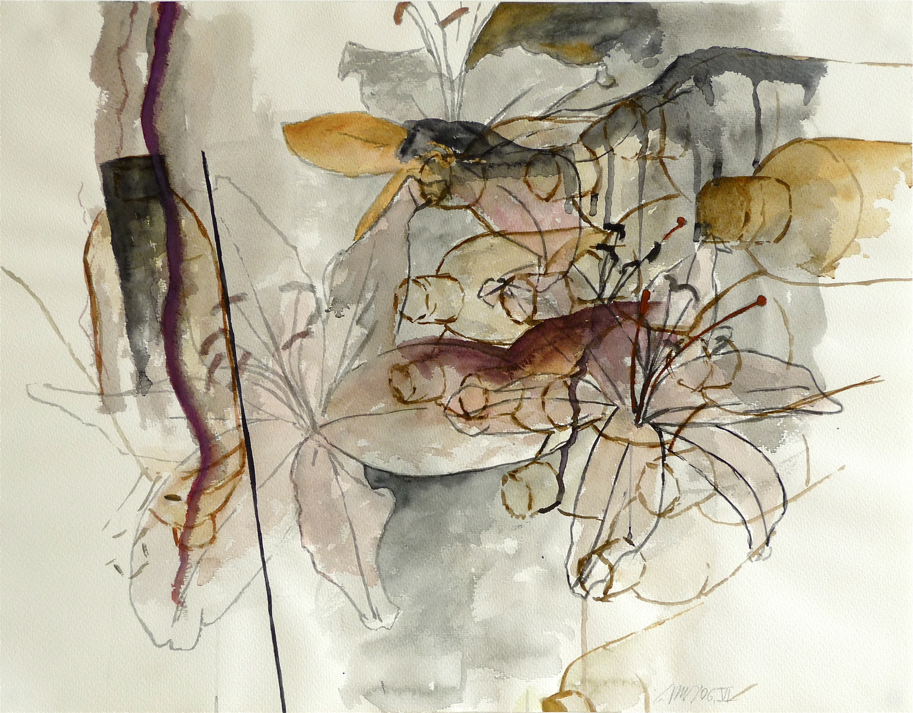 subcutan VI, Verschiedene Materialien auf Papier, 50 x 64 cm, 2006, Erwin Holl