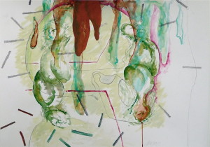 Bezeichnung 13, Verschiedene Materialien auf Papier, 50 x 64 cm, 2009, Erwin Holl