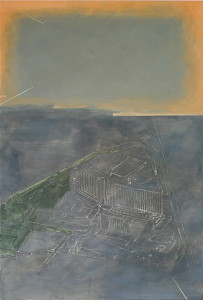 Außen I, Acryl, Eitempera, Öl auf Baumwollstoff, 190 x 130 cm, 2013, Erwin Holl