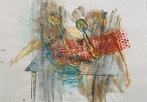 come fare XVIII, Verschiedene Materialien auf Papier, 43 x 61 cm, 2002, Erwin Holl