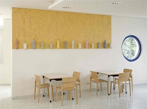 Gefäße 1, Beton, Pigmente, Wandmalerei, 1999, "Kunst am Bau" Transfusionsmedizin Tübingen, Erwin Holl