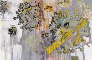 Häutung 1, Acryl, Eiöltempera und Öl auf Baumwollstoff, 130 x 200 cm, 2004, Erwin Holl
