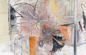 Häutung 2, Acryl, Eiöltempera und Öl auf Baumwollstoff, 130 x 200 cm, 2004, Erwin Holl