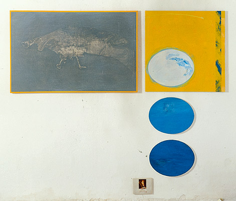San Gennaro, Öl auf Baumwolle, Foto, 5-tlg., 180 x 214 cm, 1987/88, Erwin Holl