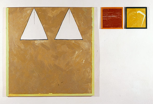 Senza una donna, Öl auf Baumwolle, versch. Materialien, 3-tlg., 150 x 230 cm, 1988, Erwin Holl