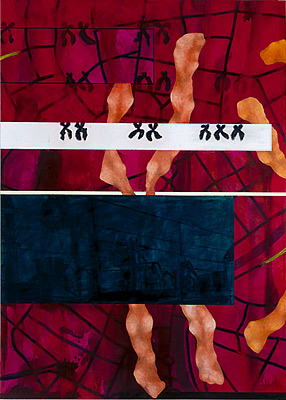 Position 0593-2, Mischtechnik auf Baumwollstoff, 210 x 150 cm, 1993, Erwin Holl