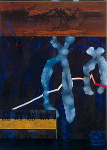Position 0394-2, Mischtechnik auf Baumwollstoff, 210 x 150 cm, 1994, Erwin Holl