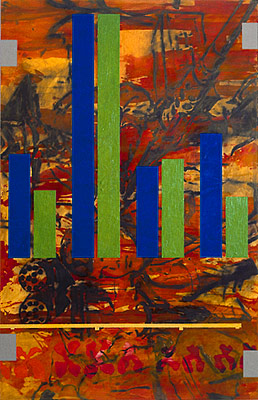 Verwandtschaft IV, Mischtechnik auf Baumwollstoff, 220 x 142 cm, 1996, Erwin Holl
