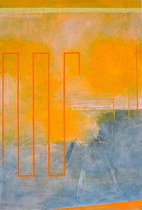 Bock, Acryl, Eitempera, Öl auf Baumwollstoff, 190 x 130 cm, 2014, Erwin Holl