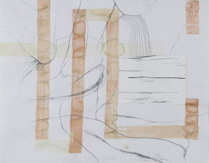 Faltung XIV, Verschiedene Materialien auf Papier, 50 x 64 cm, 2014, Erwin Holl
