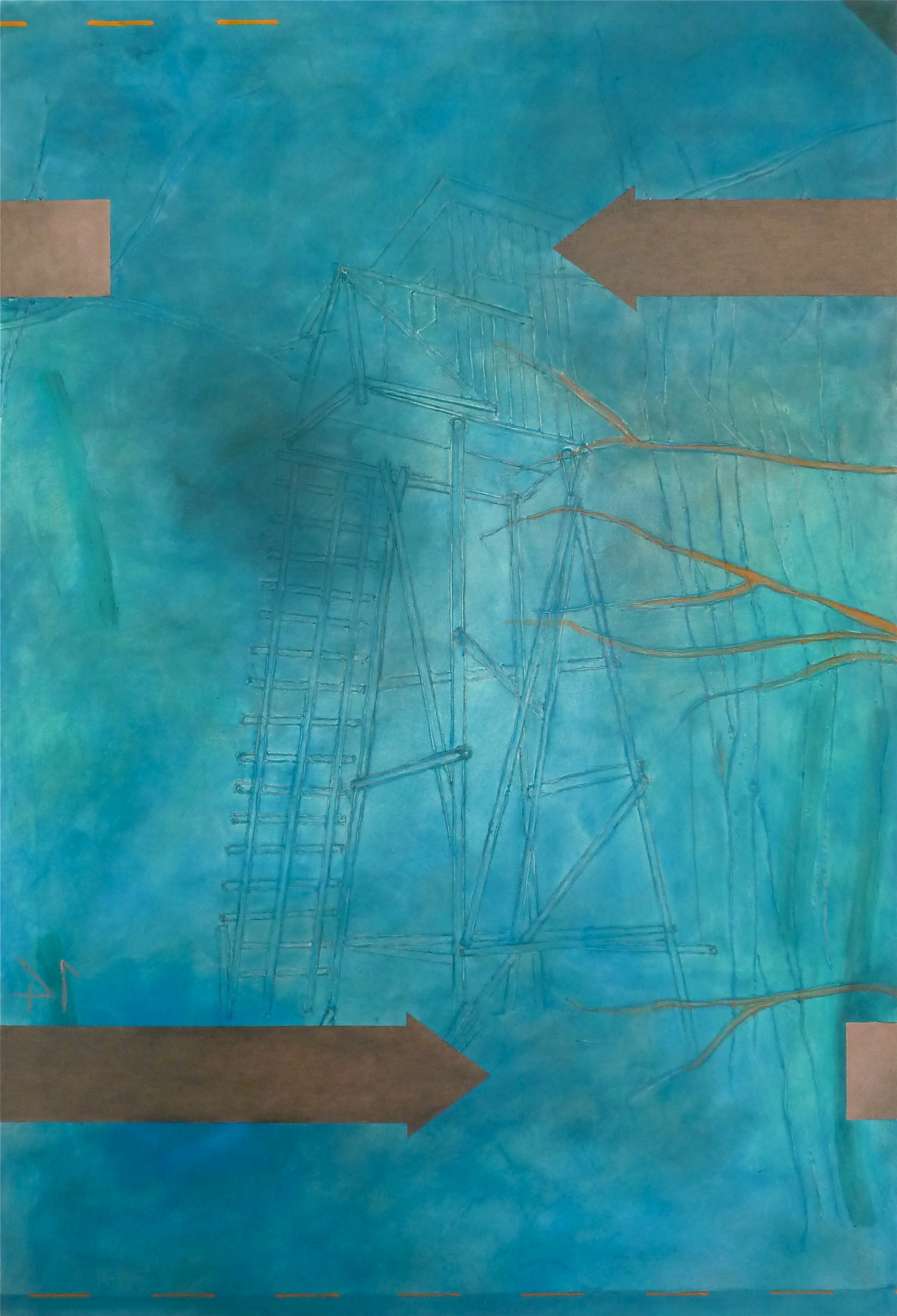 red pool, Acryl, Eitempera, Öl auf Baumwollstoff, 190 x 130 cm, 2014, Erwin Holl