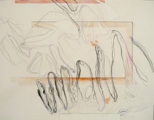 Faltung V, Verschiedene Materialien auf Papier, 50 x 64 cm, 2012/16, Erwin Holl