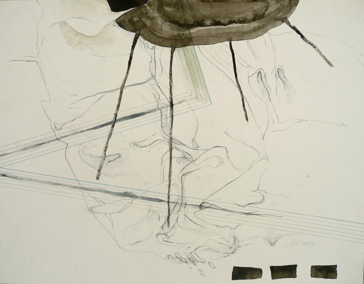 Faltung XVI, Verschiedene Materialien auf Papier, 50 x 64 cm, 2014/15, Erwin Holl