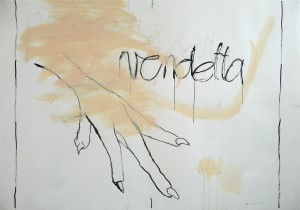 Vendetta, Holzkohle und Acryl auf Papier, 130 x 190 cm, 2015, Erwin Holl
