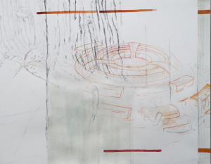 Behang II, Verschiedene Materialien auf Papier, 50 x 64 cm, 2016, Erwin Holl