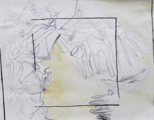Faltung VI, Verschiedene Materialien auf Papier, 50 x 64 cm, 2016, Erwin Holl