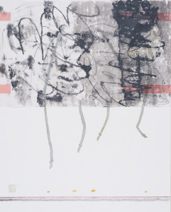 verso-recto 1, Verschiedene Materialien auf Papier, 50 x 64 cm, 2016, Erwin Holl