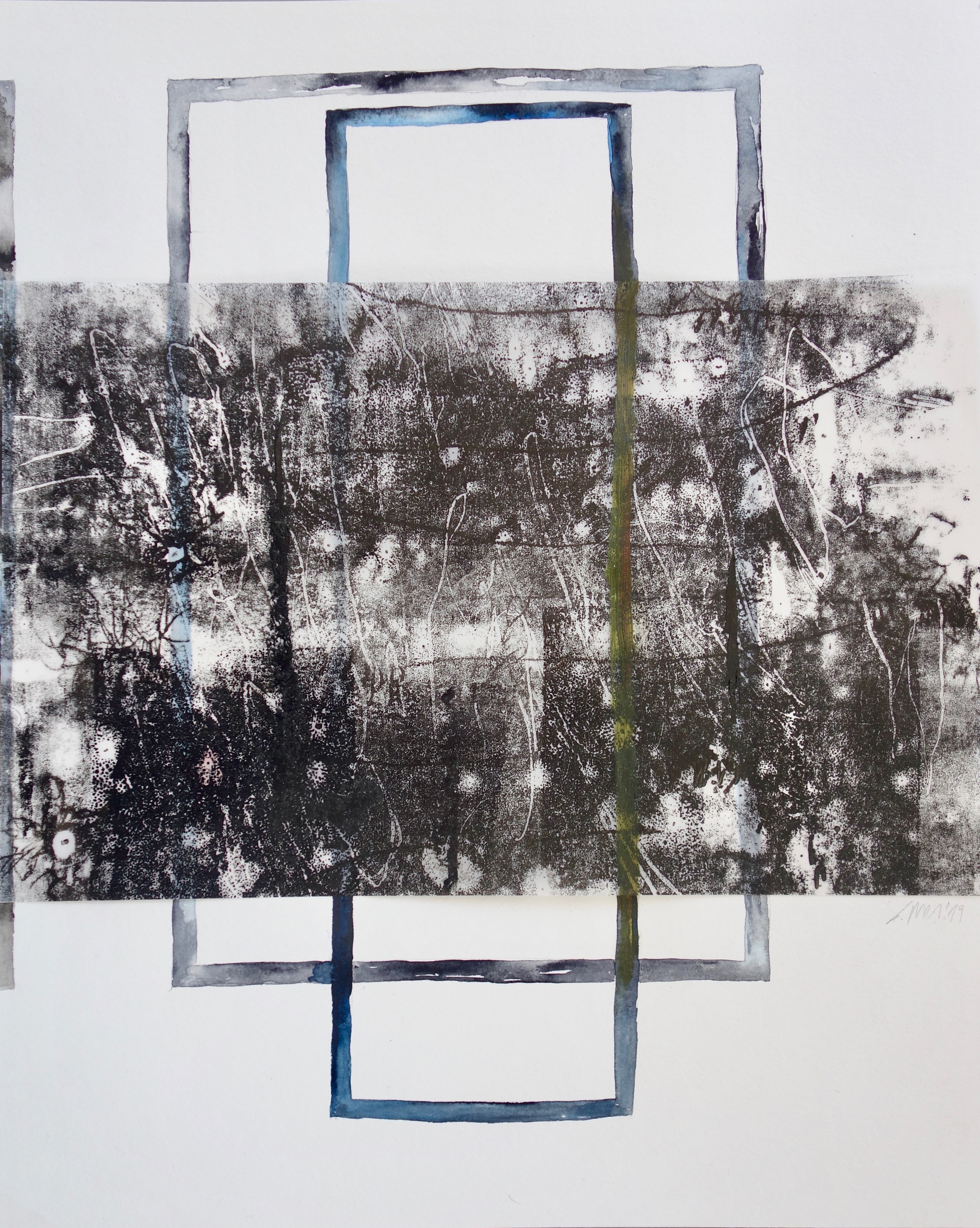 Black Rowney II, Verschiedene Materialien auf Papier, 50 x 40 cm, 2019, Erwin Holl