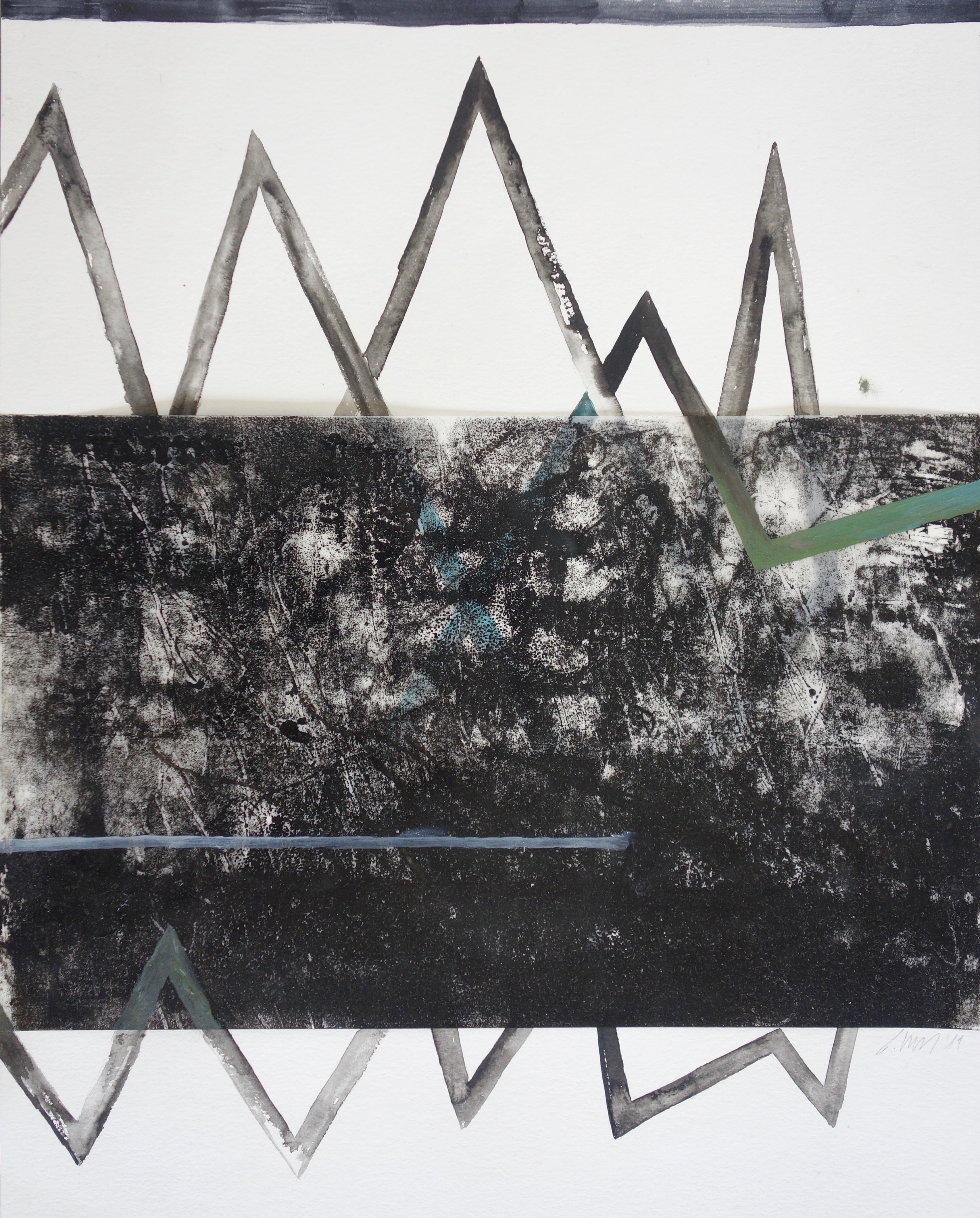 Black Rowney V, Verschiedene Materialien auf Papier, 50 x 40 cm, 2019, Erwin Holl
