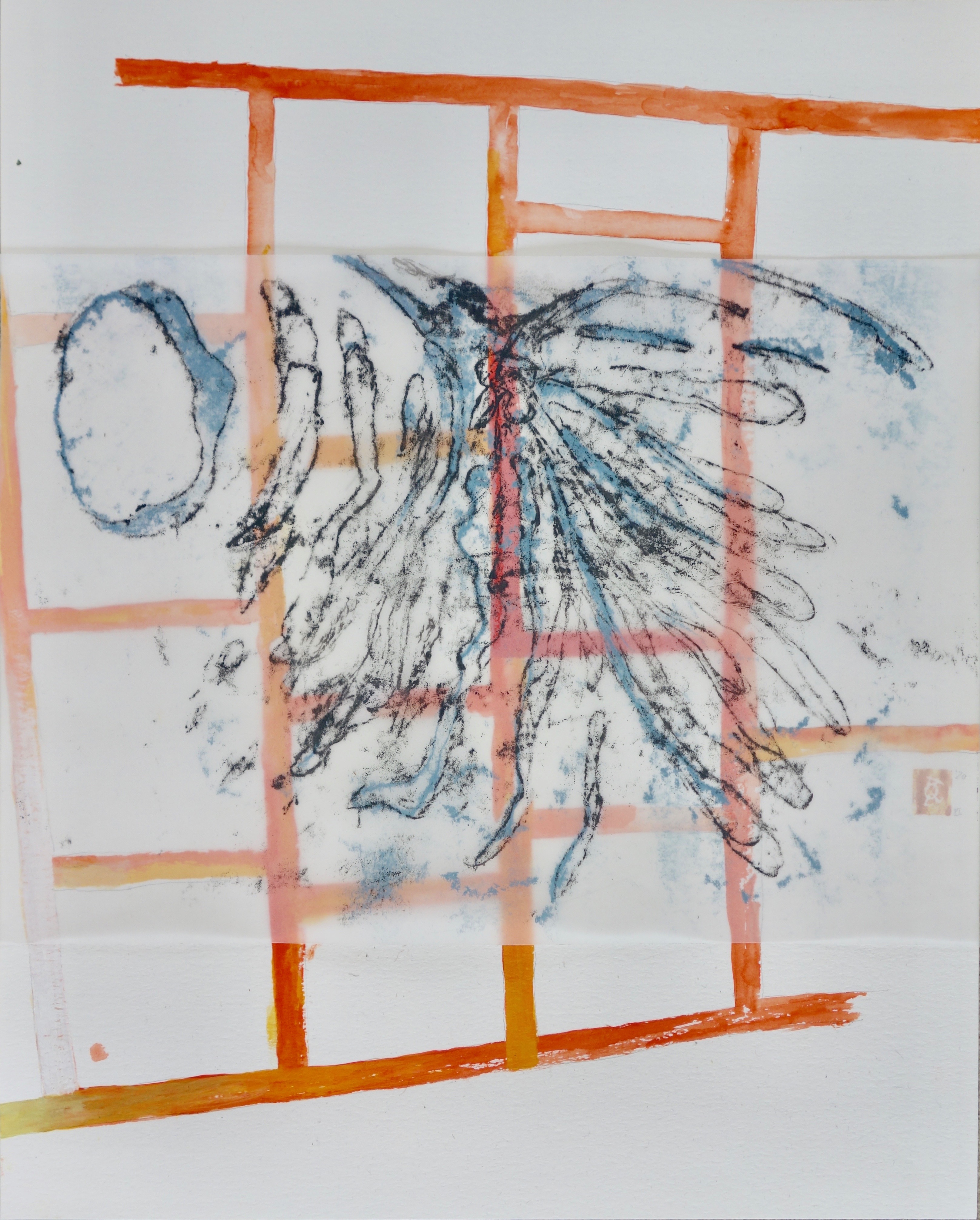 verso-recto XI, Verschiedene Materialien auf Papier, 50 x 40 cm, 2020, Erwin Holl
