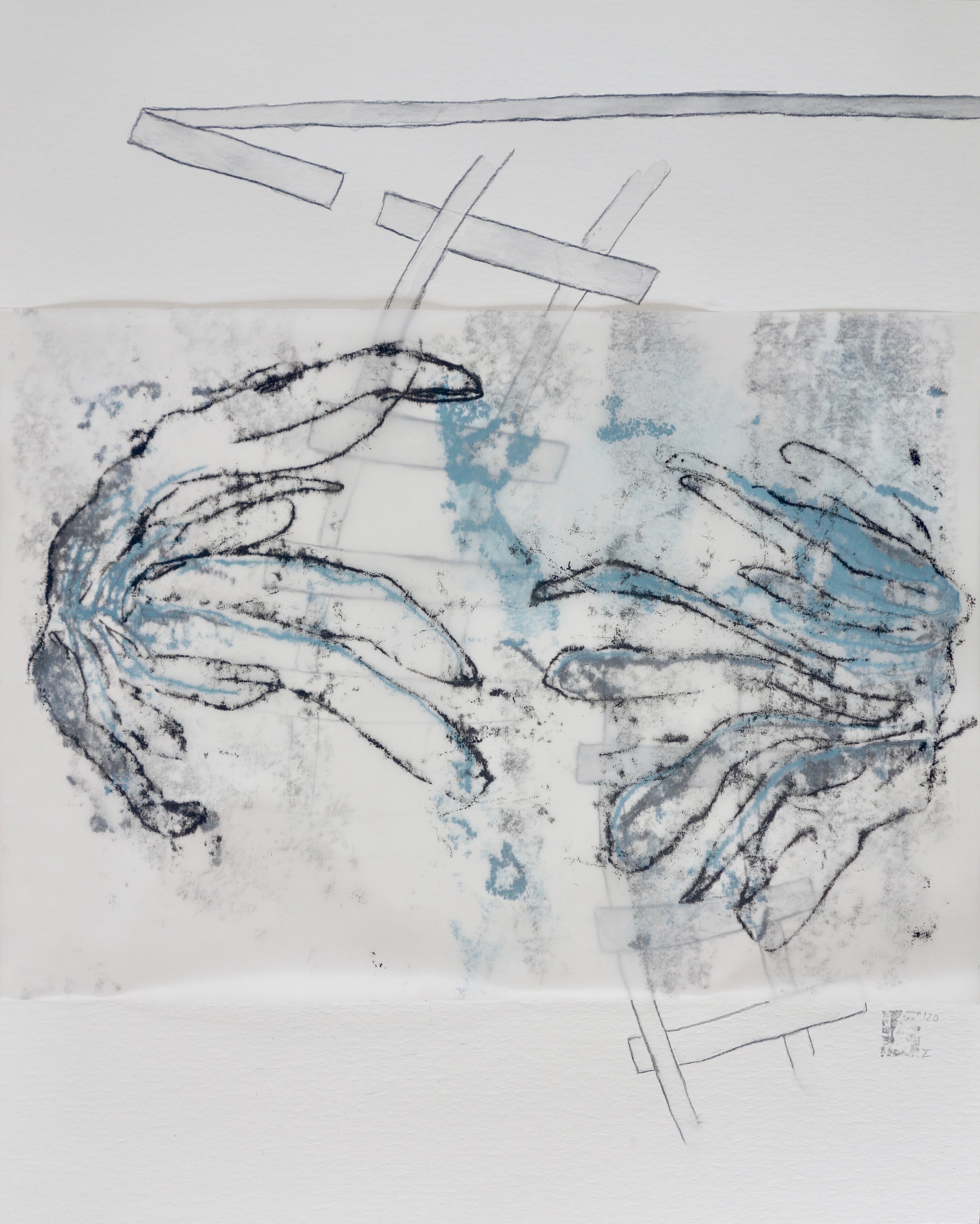 verso-recto X, Verschiedene Materialien auf Papier, 50 x 40 cm, 2020, Erwin Holl
