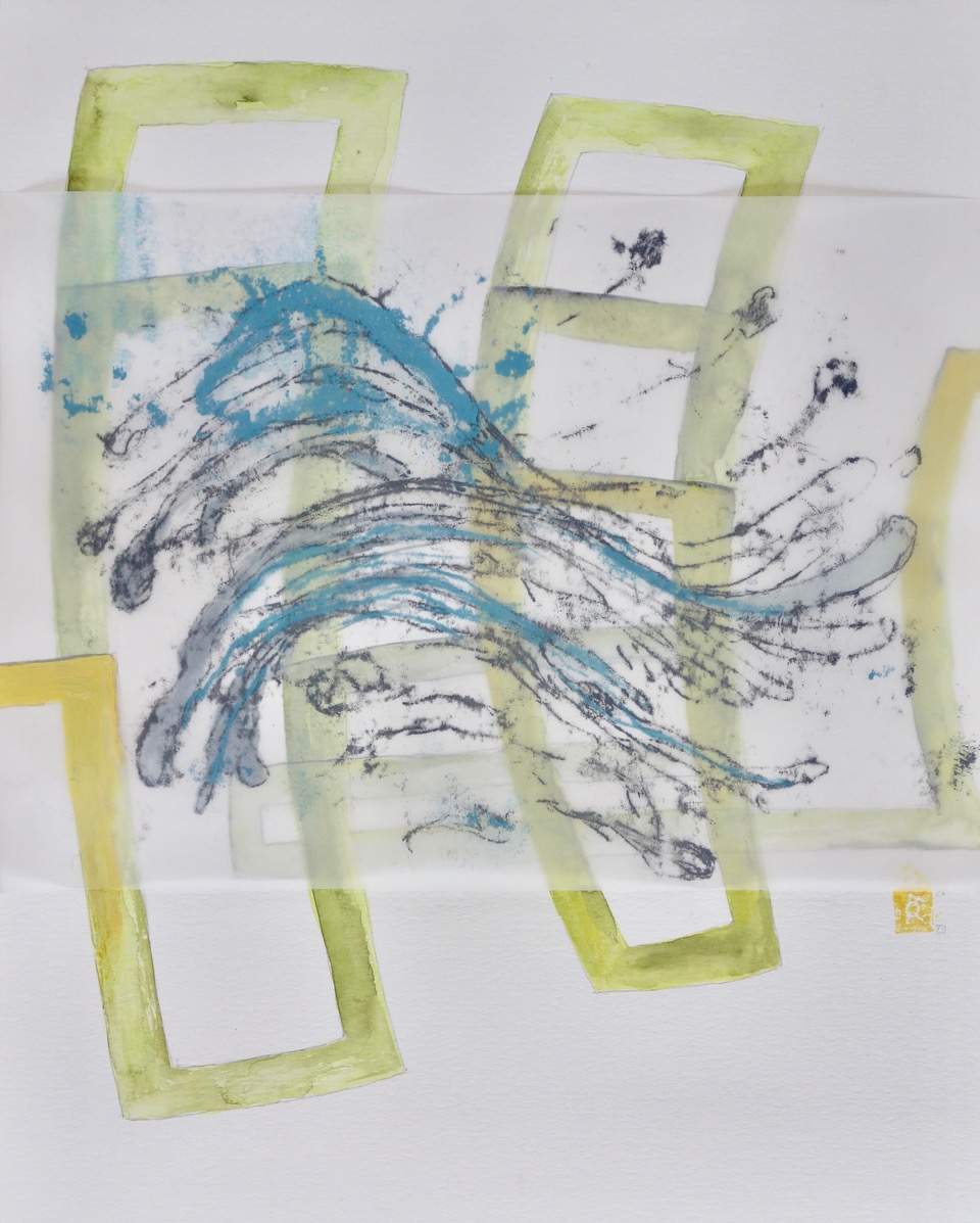verso-recto XII, Verschiedene Materialien auf Papier, 50 x 40 cm, 2020, Erwin Holl