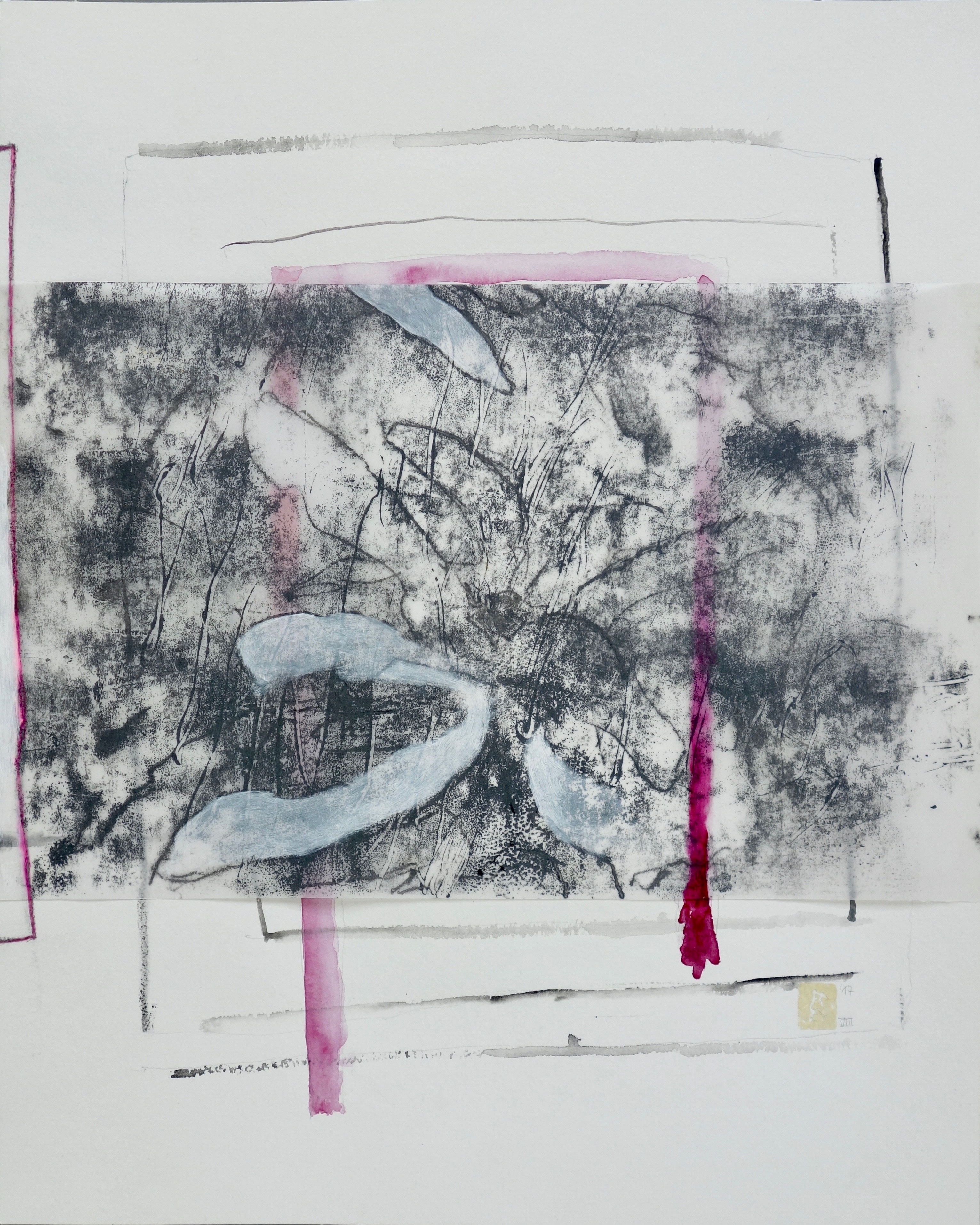 verso-recto VIII, Verschiedene Materialien auf Papier, 50 x 40 cm, 2017, Erwin Holl