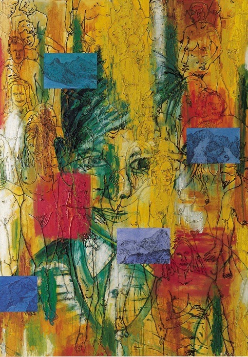 Wetterleuchten 1, Acryl, Eiöltempera und Öl auf Baumwollstoff, 270 x 190 cm, 2003, Erwin Holl