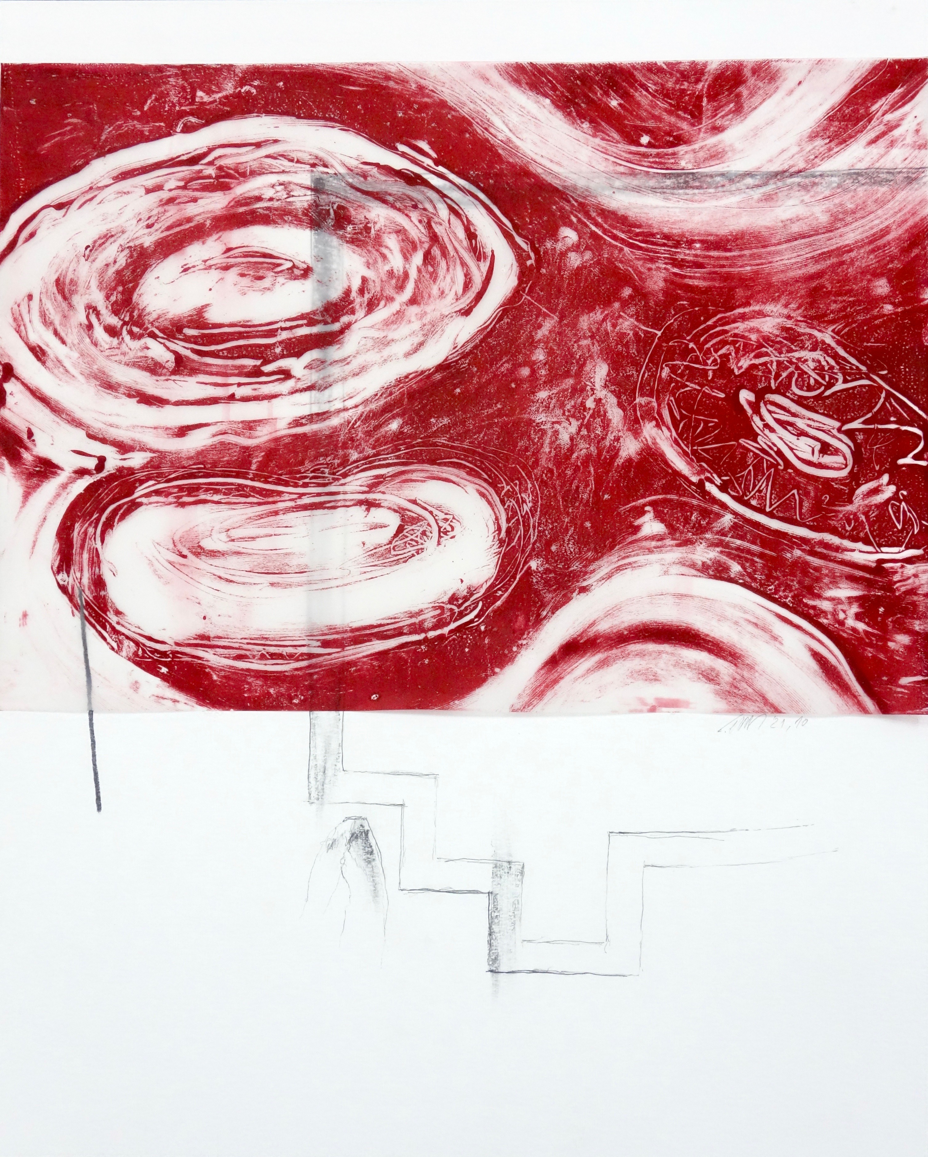Block Painting 10, Versch. Materialien auf Papier und Transparentpapier, 2021, 50 x 40 cm, Erwin Holl