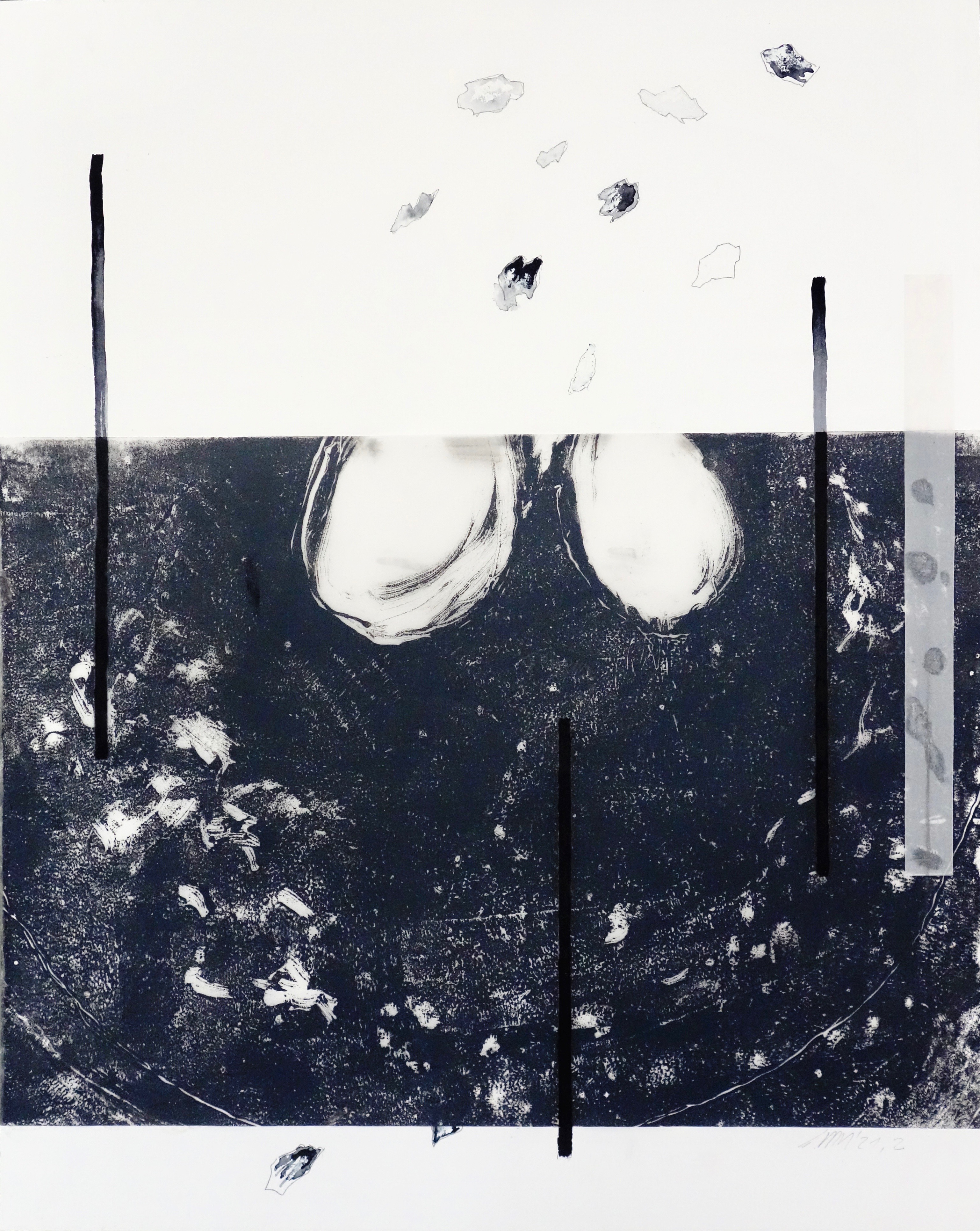 Block Painting 2, Versch. Materialien auf Papier und Transparentpapier, 2021, 50 x 40 cm, Erwin Holl