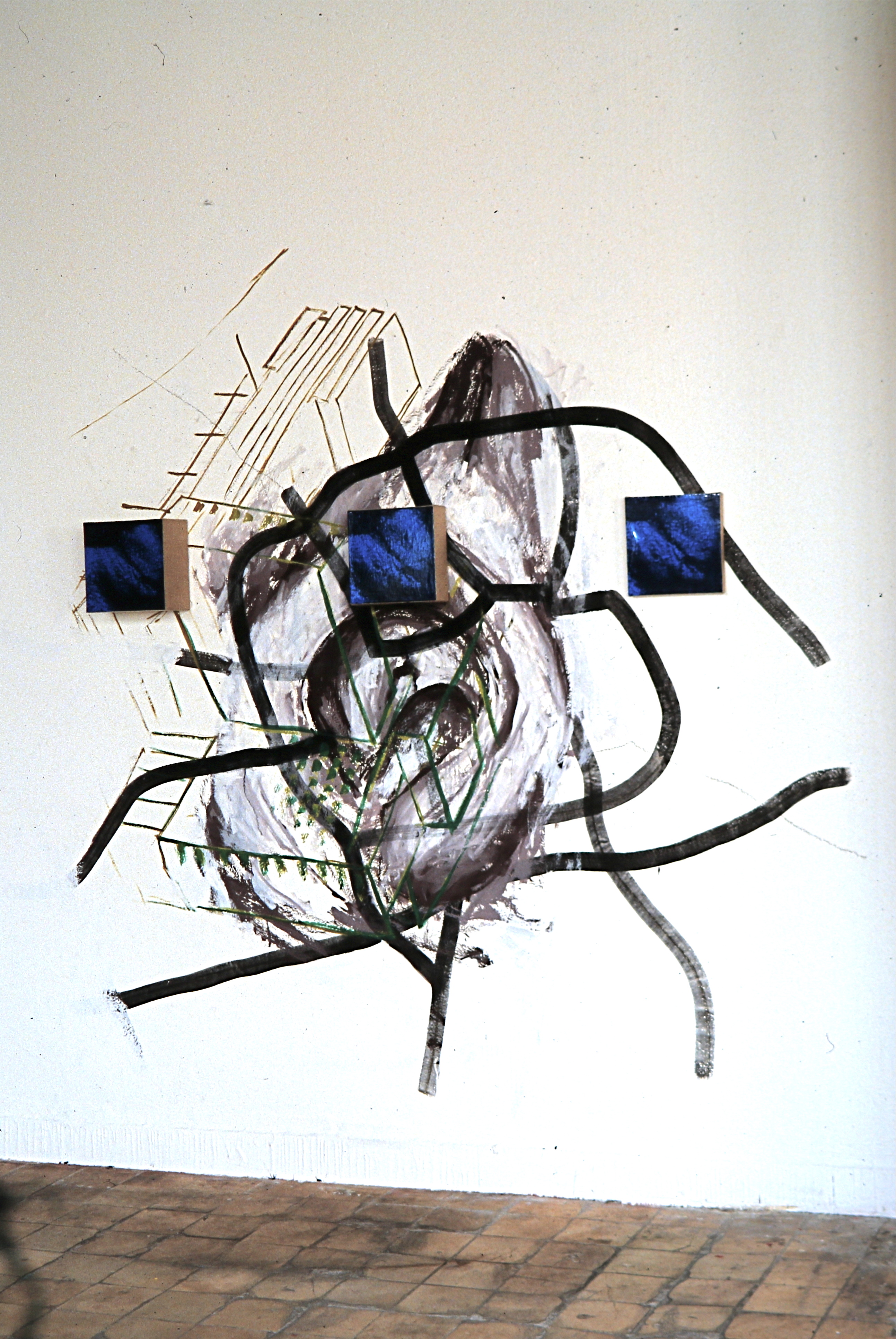 Wandarbeit 3, Wandmalerei, Fotokopie auf Leinwand, 1991, Erwin Holl