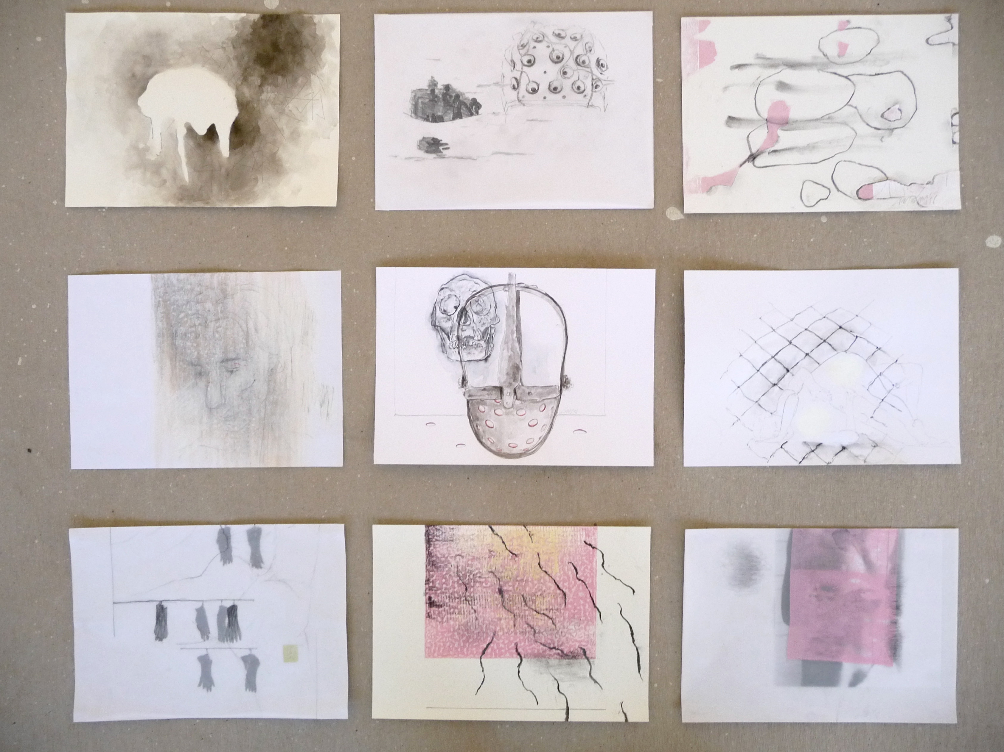 Zeichnungen, Verschiedene Materialien auf Papier, 29,7 x 21 cm, 2009, Erwin Holl