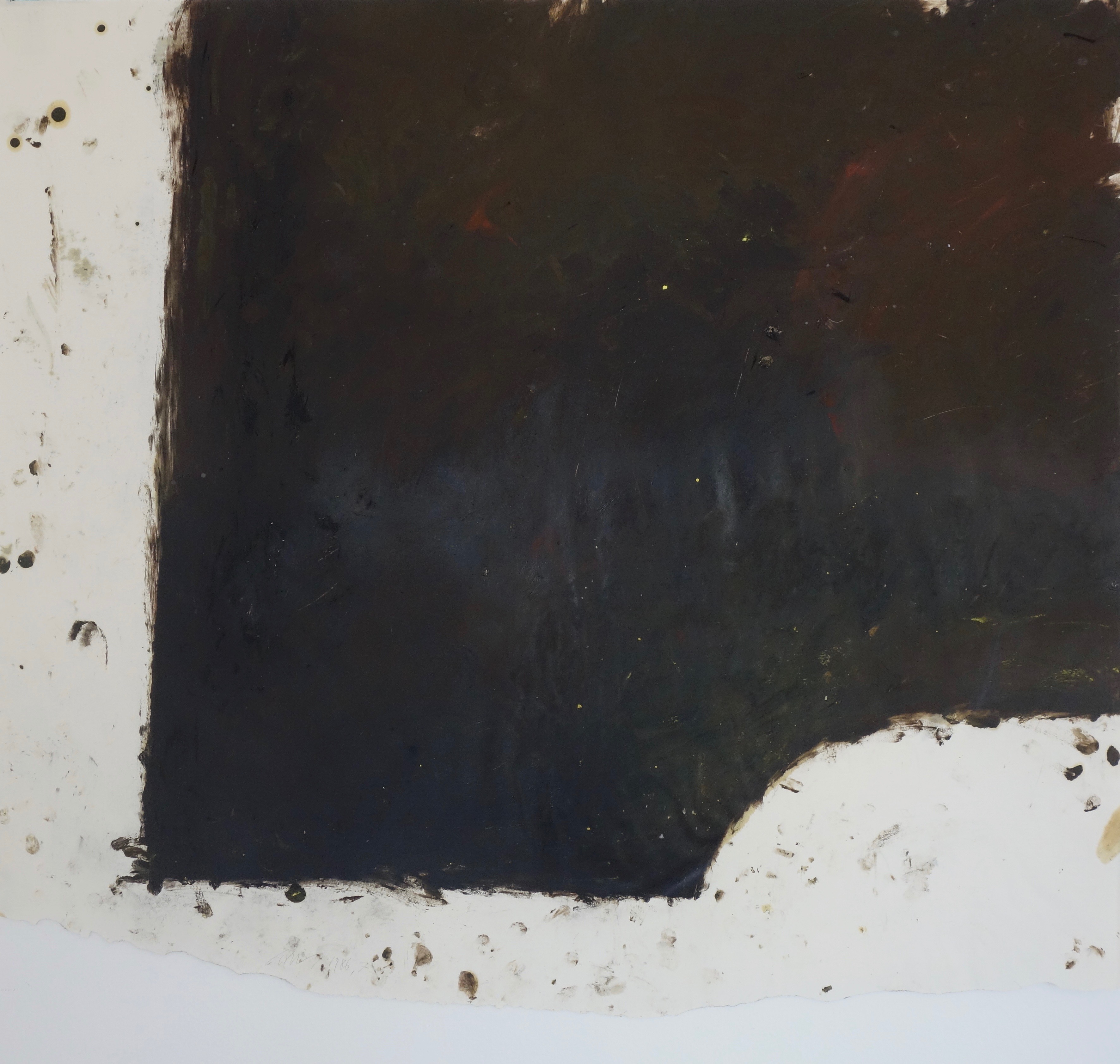 Arbeit auf Papier 7, Eiöltempera und Öl auf Papier, ca. 77,5 x 88 cm, 1986, Erwin Holl