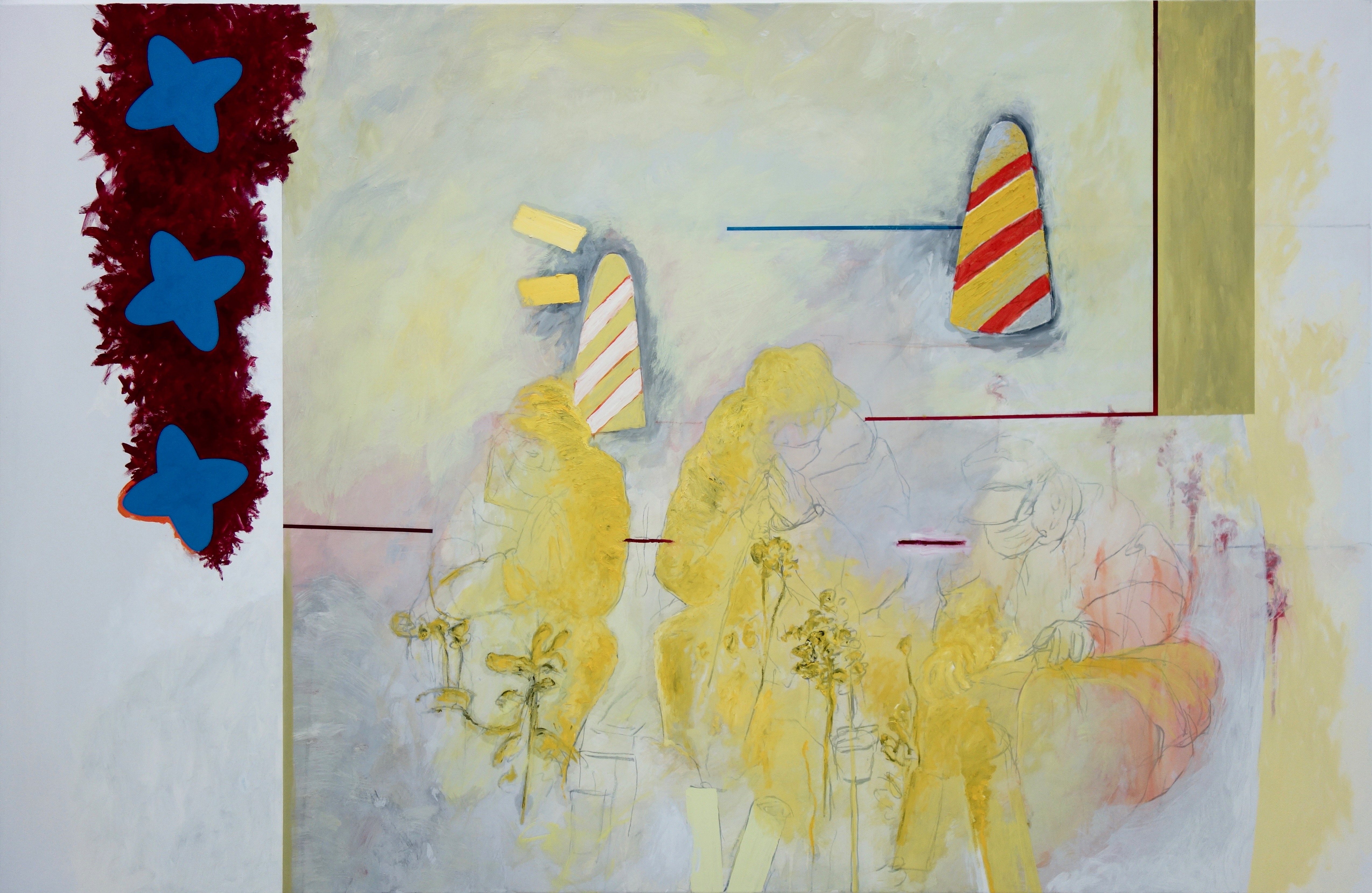 Orte 2, Acryl, Eiöltempera und Öl auf Baumwollstoff, 190 x 200 cm, 2021, Erwin Holl