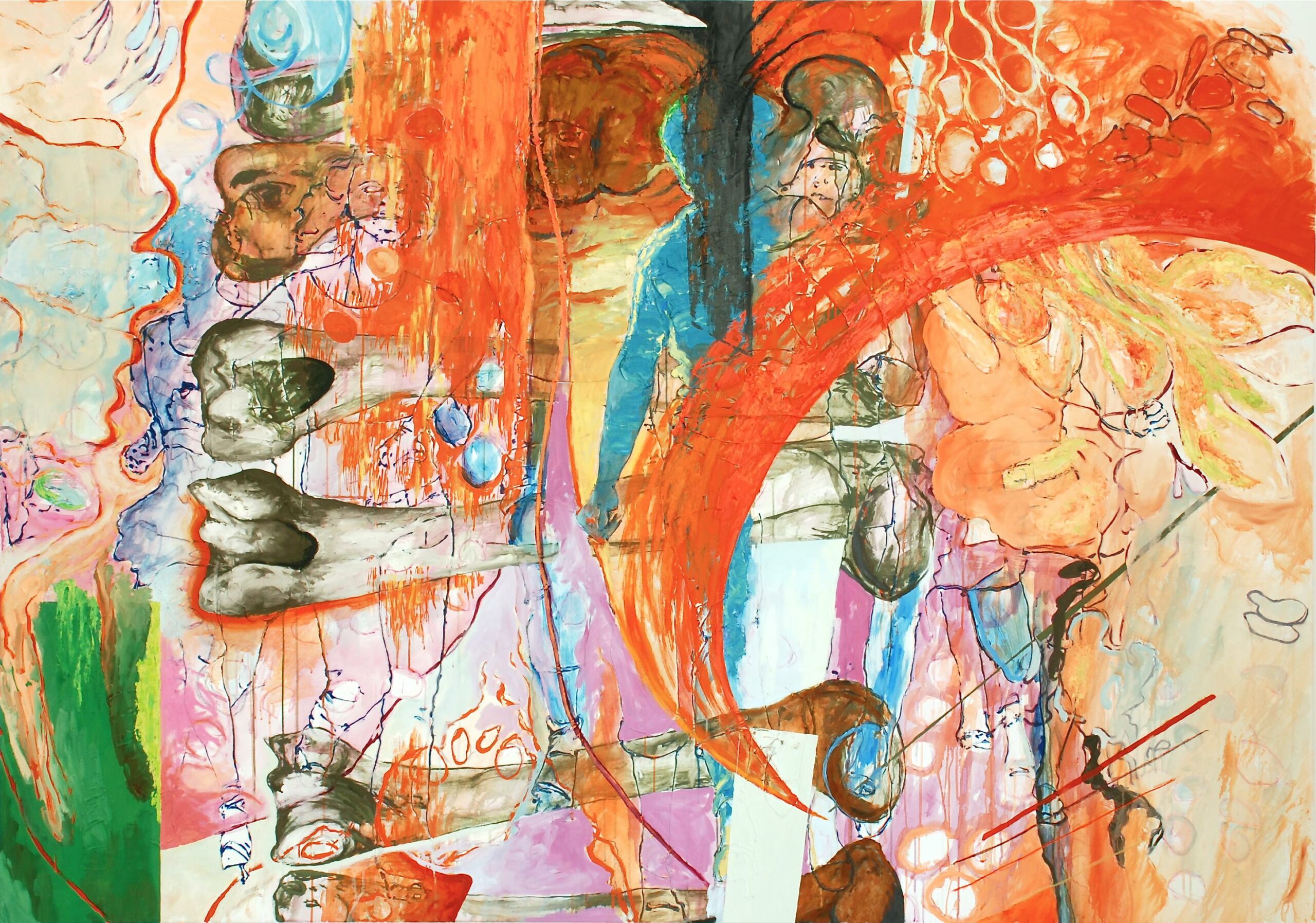 Acryl, Eiöltempera und Öl auf Baumwollstoff, 190 x 270 cm, 2007
