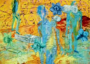 Erwin Holl, Acryl, Eiöltempera, Öl, Silikon, Bleistift auf Leinwand, 195 x 270 cm 2001