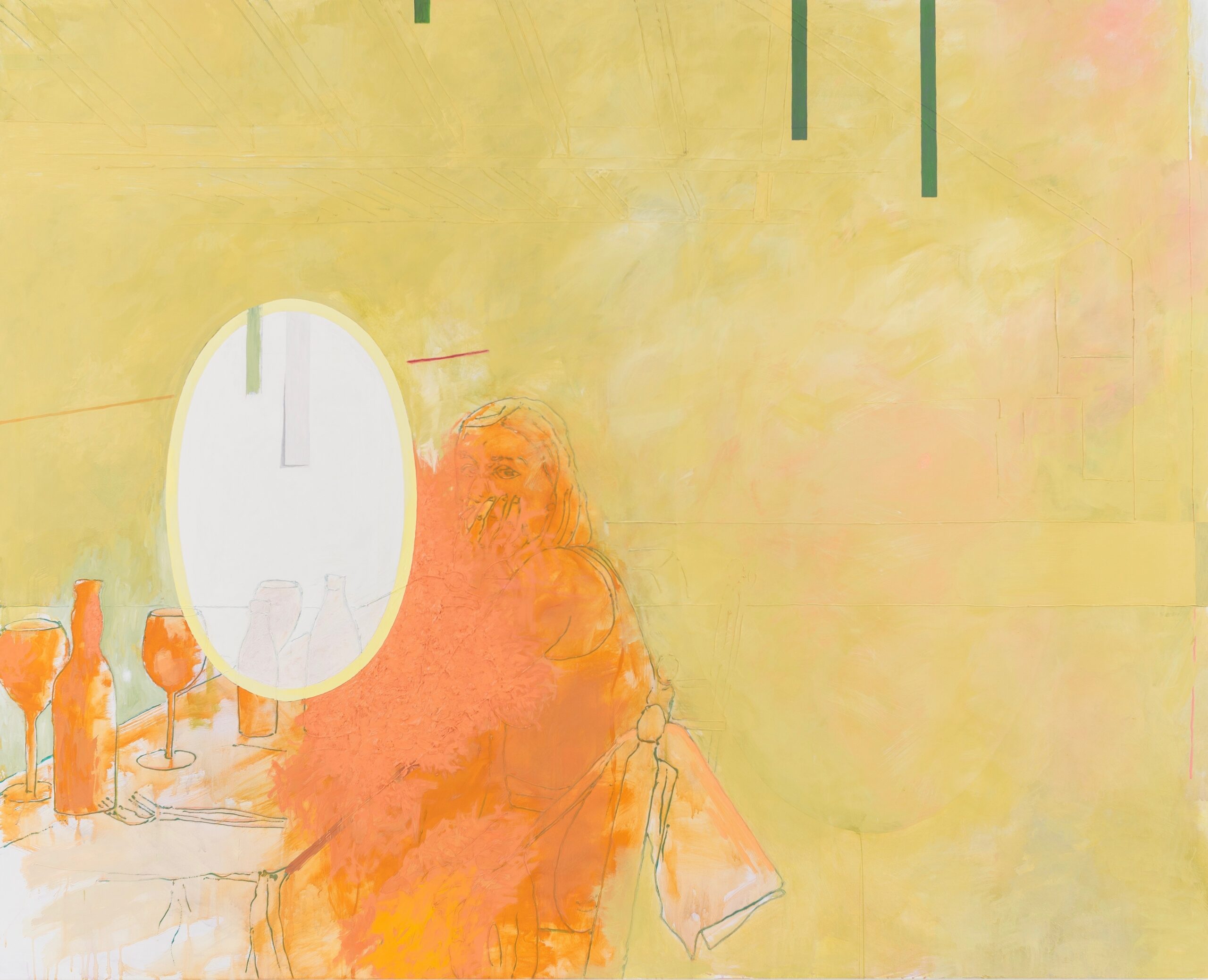 family hotel, Acryl, Eitempera, Öl auf Baumwollstoff, 130 x 190 cm, 2016, Erwin Holl
