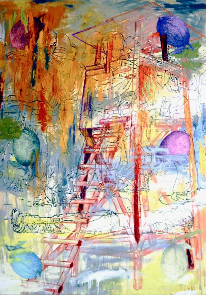 Genova per noi, Acryl, Eiöltempera und Öl auf Baumwollstoff, 270 x 190 cm, 2003