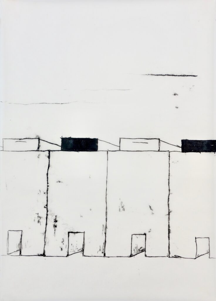 Kontingenz 1, Monotypie auf Transparentpapier, 59,5 x 42 cm, 2022